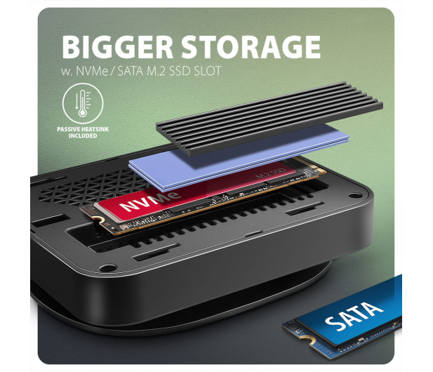 AXAGON HMC-UFO Wieloportowy hub USB 9in1, 10Gbps, 2x USB-A, HDMI 4K/60Hz, M.2 NVMe/SATA, audio, PD 100W, SD/microSD, GLAN, 65cm USB-C kabel - 1485462 - zdjęcie 7